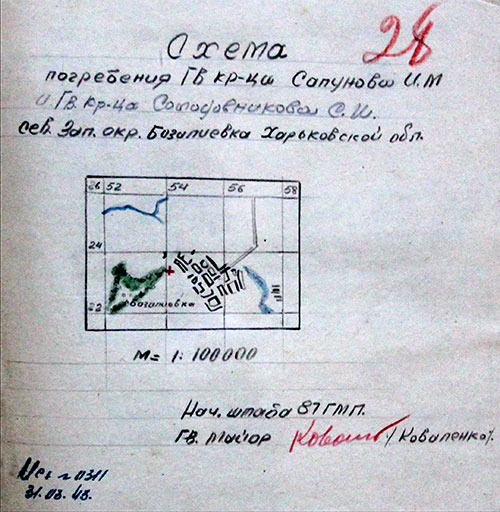 6. Место захоронения гвардии красноармейцев Сапунова и Солодовникова в с. Базалеевка.